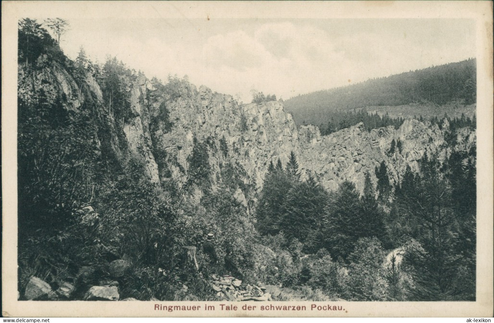 Ansichtskarte Zöblitz Ringmauer Im Tale Der Schwarzen Pockau 1922 - Zöblitz