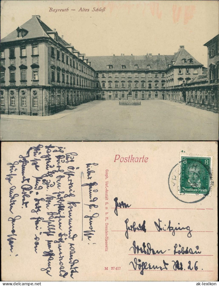 Ansichtskarte Bayreuth Altes Schloß 1938 - Bayreuth
