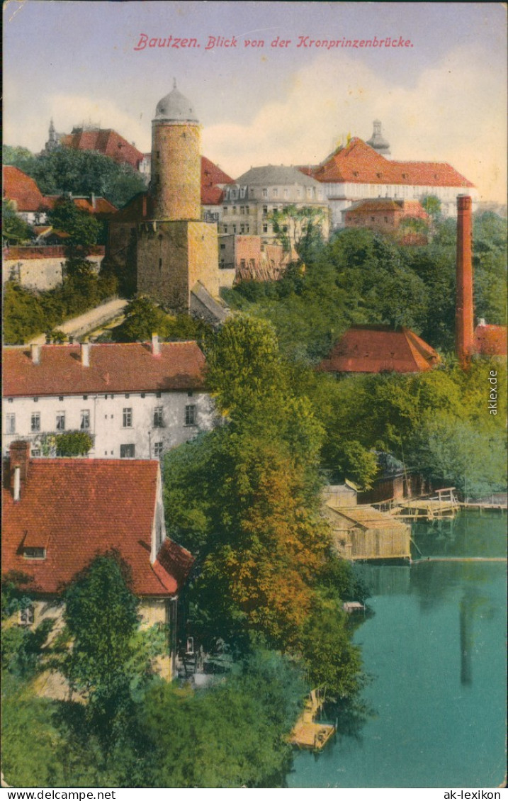 Bautzen Budyšin Blick Von Der Kronprinzenbrücke Auf Die Alte Wasserkunst 1913 - Bautzen