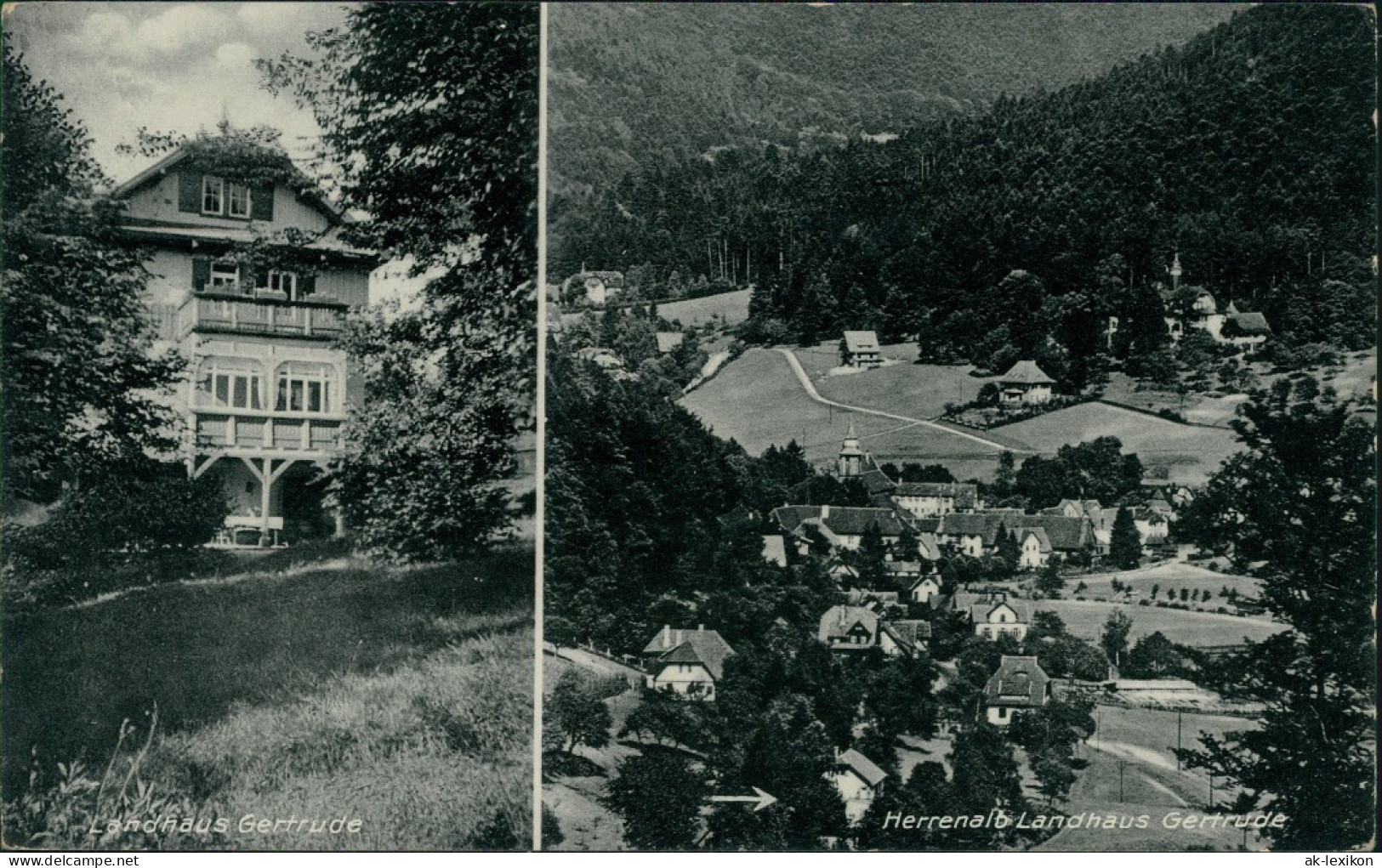 Ansichtskarte Bad Herrenalb Pension Landhus Gertrude 1939 - Bad Herrenalb