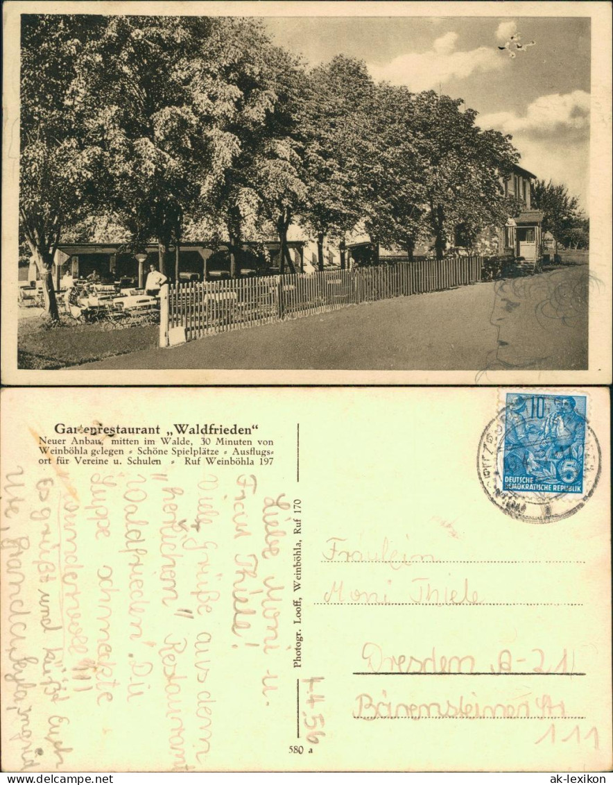 Ansichtskarte Weinböhla Gartenrestaurant "Waldfrieden" 1932 - Weinboehla