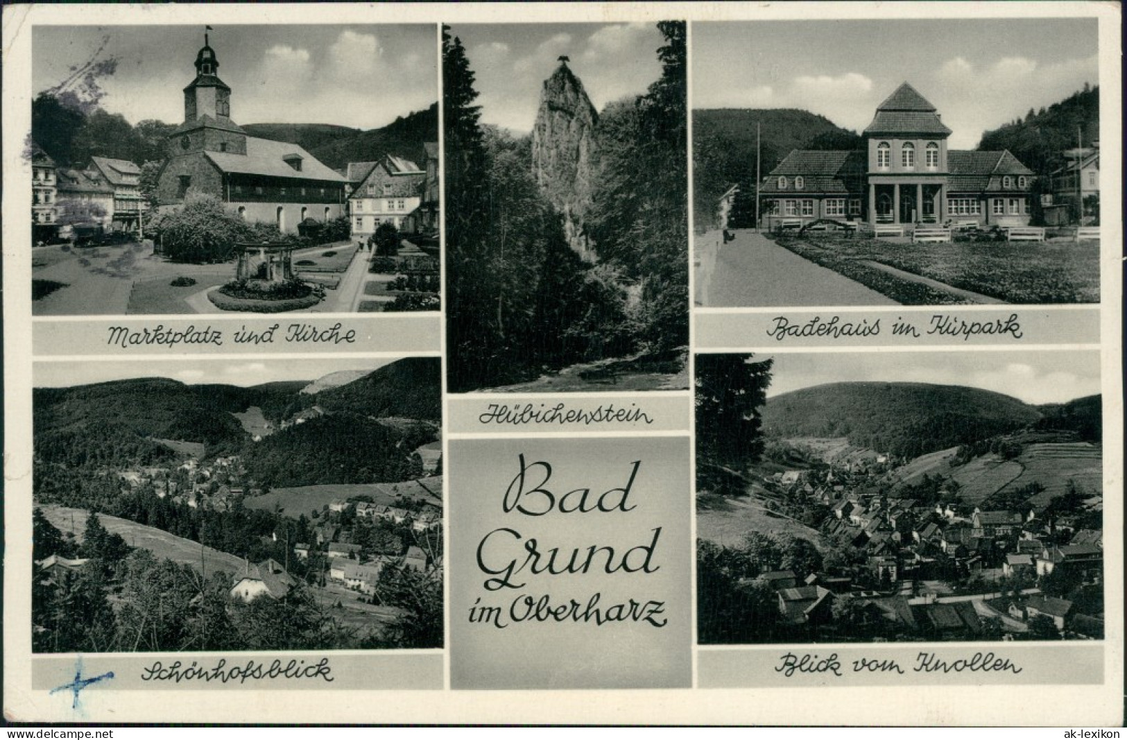 Bad Grund (Harz) Markt Mit Kirche, Schönhofsblick,  1955 - Bad Grund