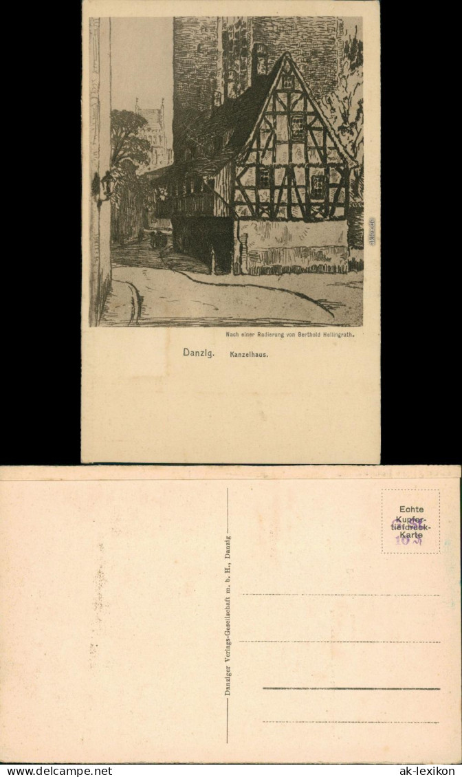 Danzig Gdańsk/Gduńsk Künstlerkarte V. B. Hellingrath "Kanzelhaus" 1928 - Danzig