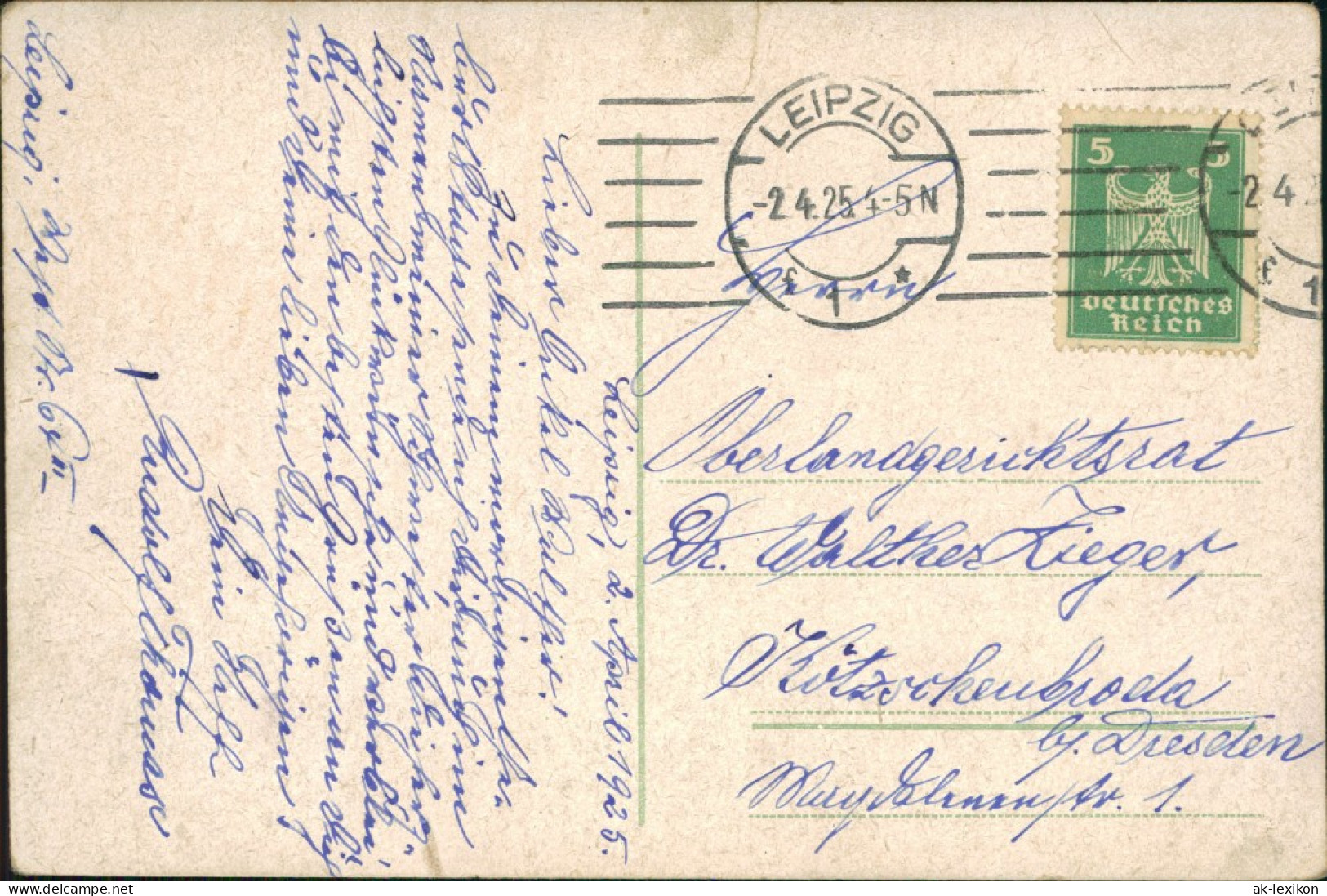 Ansichtskarte Leipzig Altes Rathaus Mit Siegesdenkmal 1925 - Leipzig