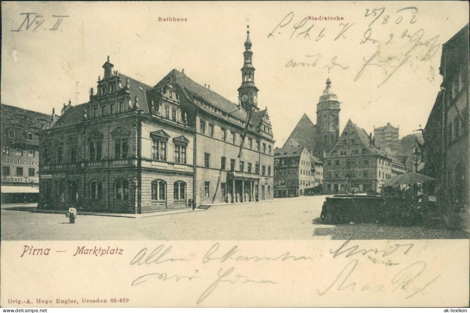 Ansichtskarte Pirna Marktplatz 1902 - Pirna