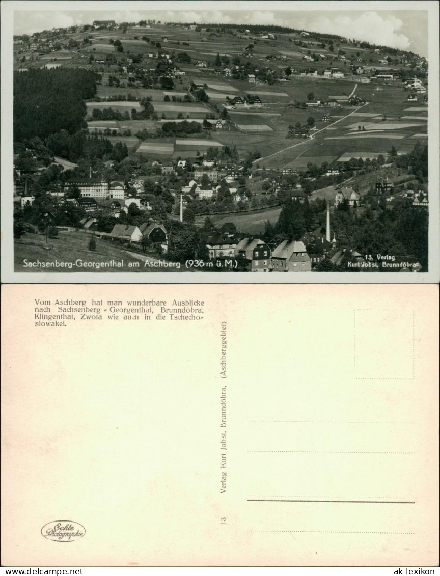 Sachsenberg-Georgenthal-Klingenthal Blick Auf Den Ort Mit Aschberg 1932 - Klingenthal