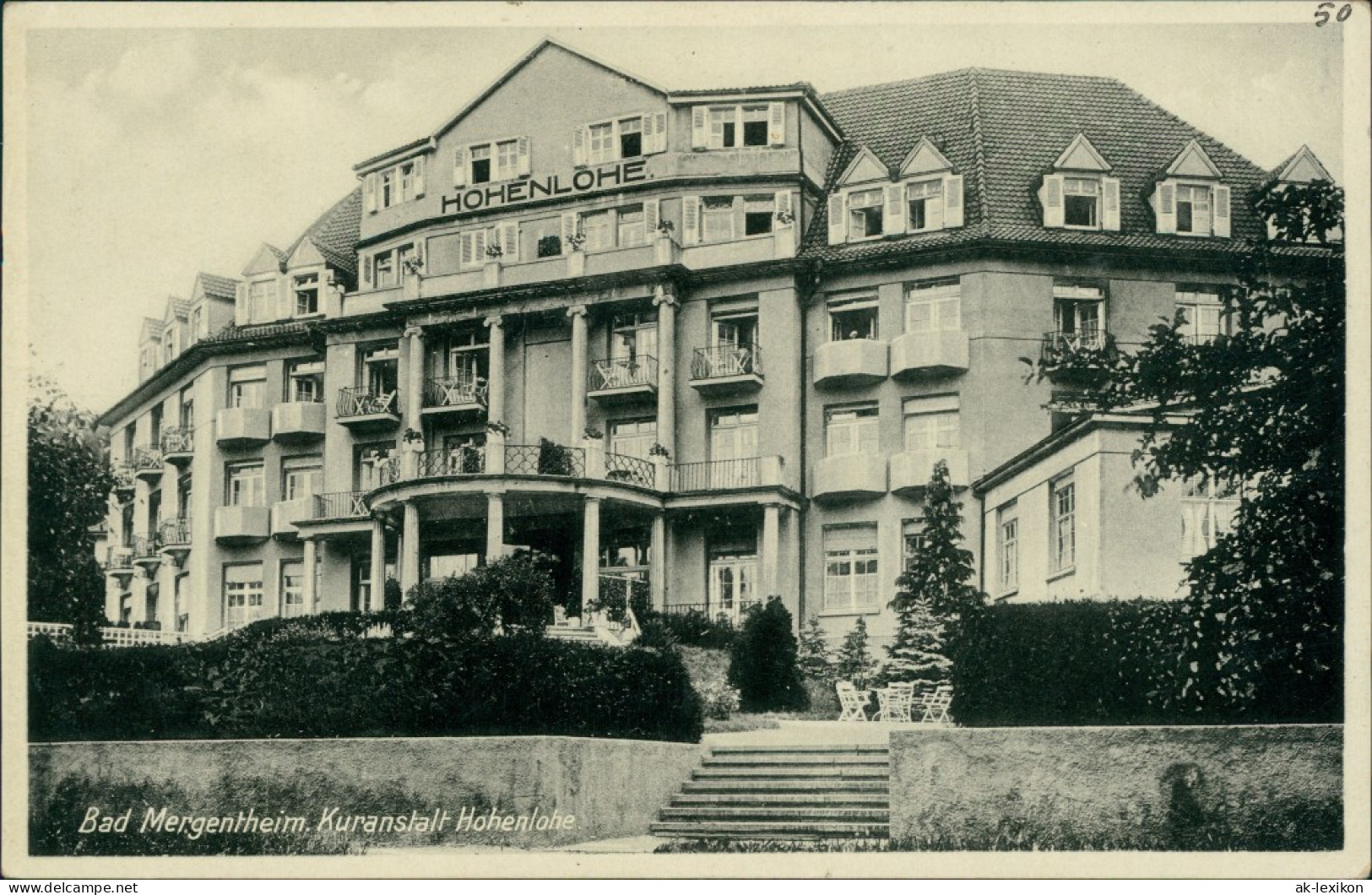 Ansichtskarte Bad Mergentheim Kuranstalt Hohenlohe 1934 - Bad Mergentheim