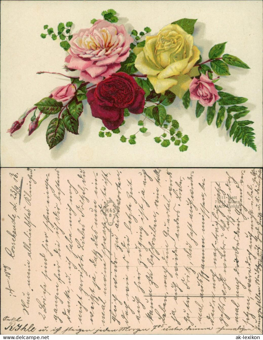 Ansichtskarte  Rosen - Mehrfarbig - Naturfarben Realismus 1916  - Autres & Non Classés