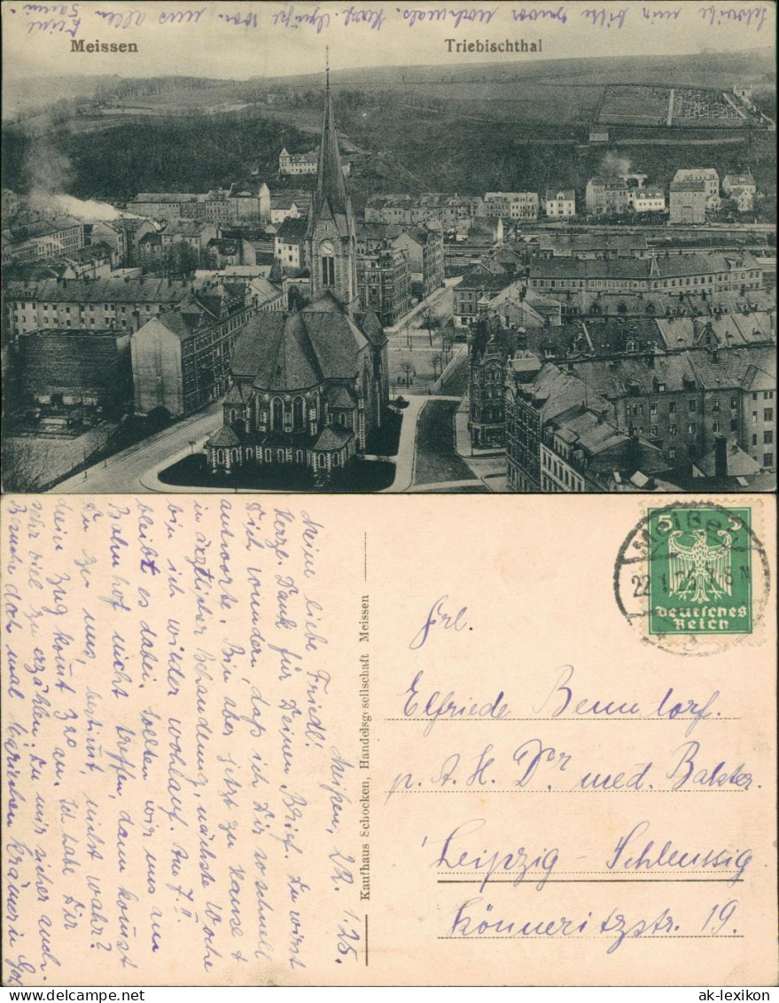 Ansichtskarte Meißen Blick Auf Den Ort, Kirche - Triebischtal 1925  - Meissen