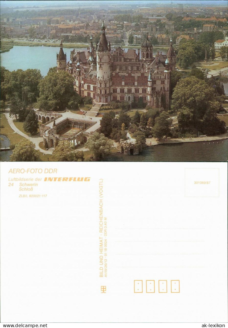 Ansichtskarte Schwerin Luftbild Schloß - Interflug 1987 - Schwerin