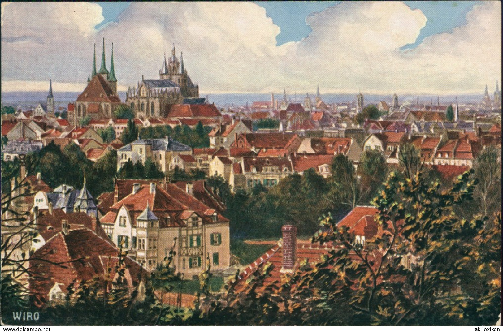 Ansichtskarte Erfurt Künstlerkarte - Blick Auf Die Stadt 1912  - Erfurt