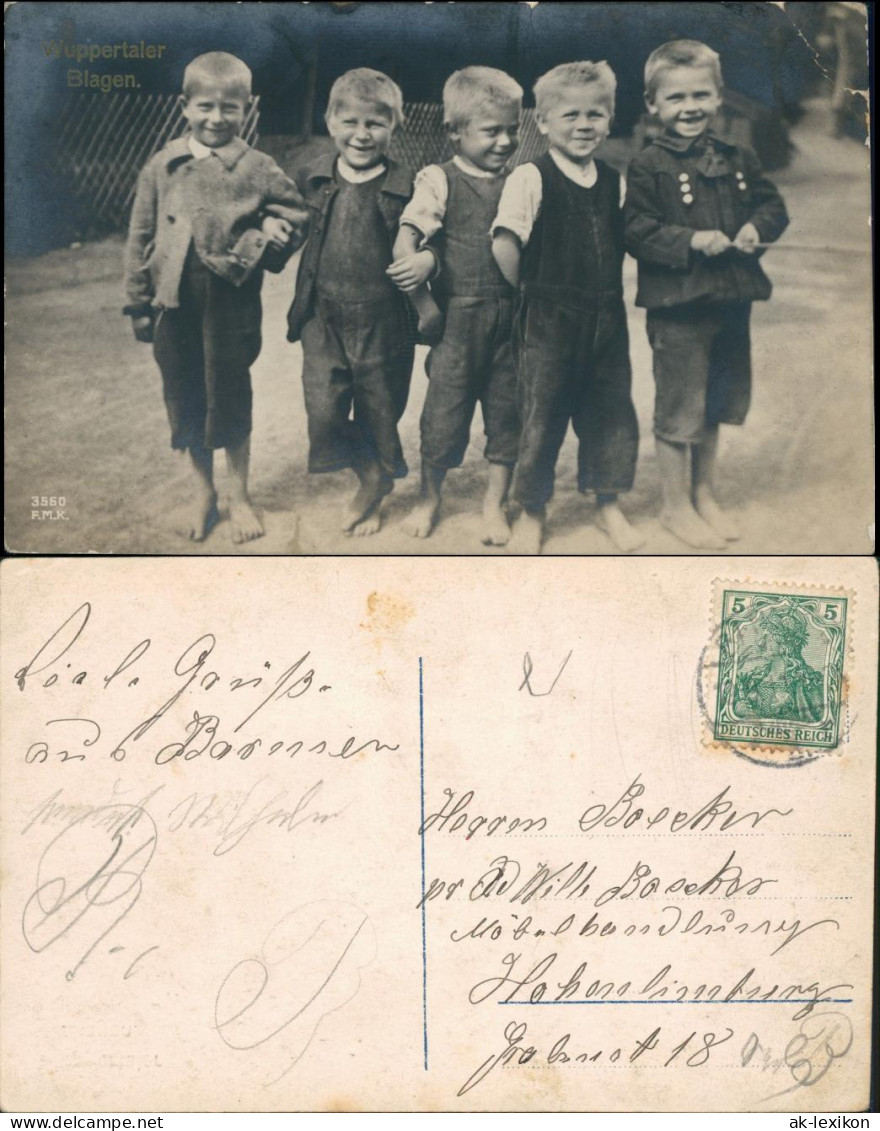 Ansichtskarte Barmen-Wuppertal Wuppertaler Blagen, 5 Jungs Auf Straße 1920 - Wuppertal