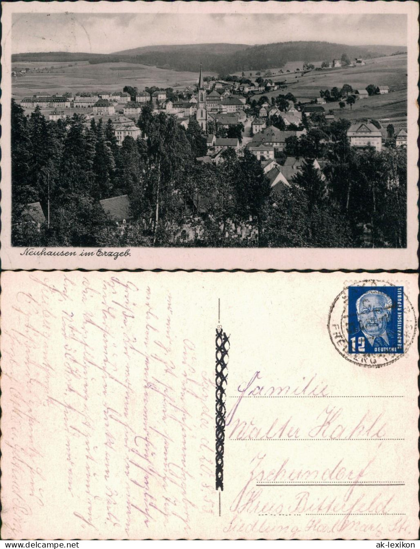 Ansichtskarte Neuhausen (Erzgebirge) Blick über Den Ort 1955 - Neuhausen (Erzgeb.)