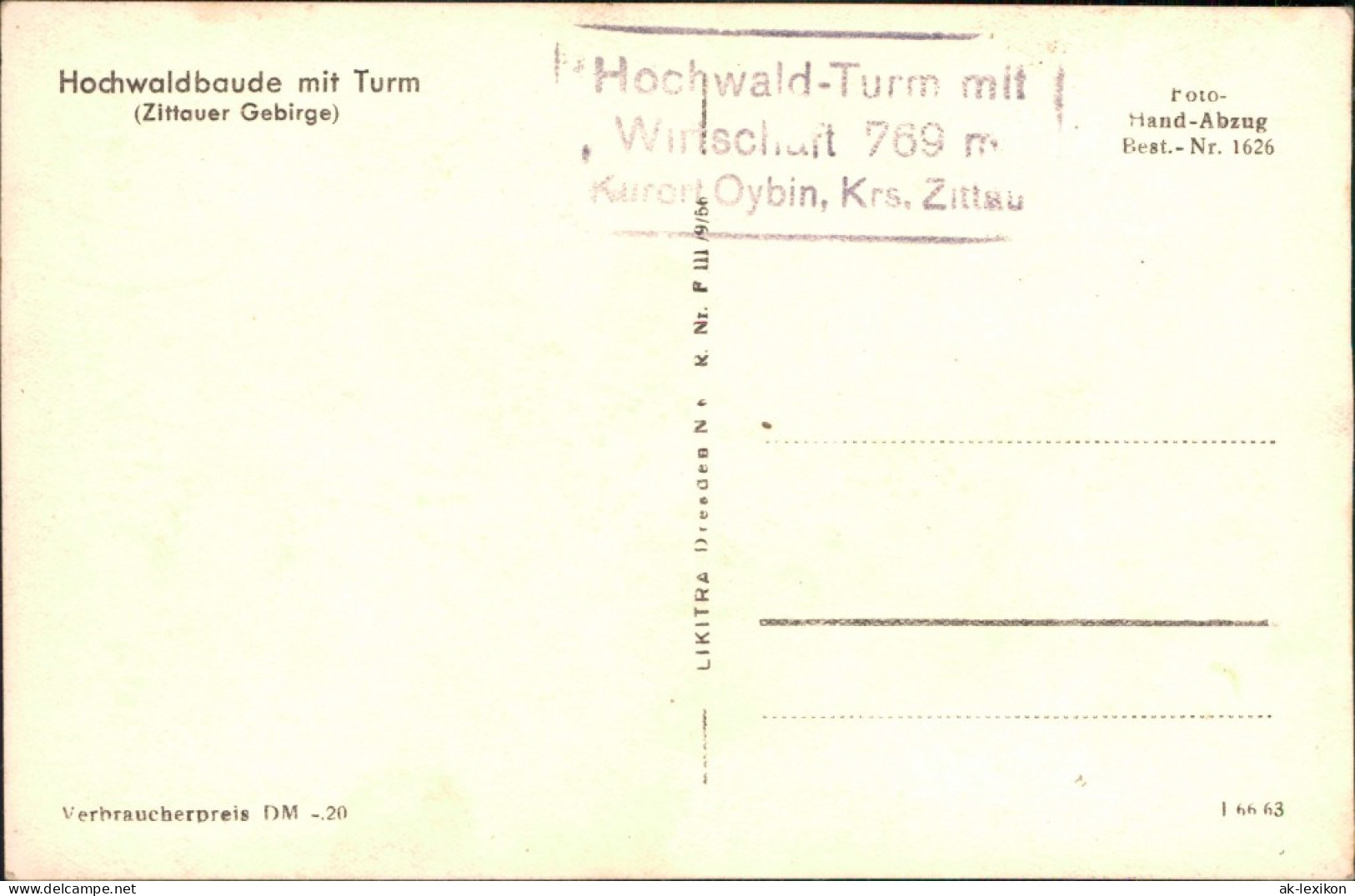 Ansichtskarte Oybin Hochwaldbaude Mit Turm 1962  - Oybin