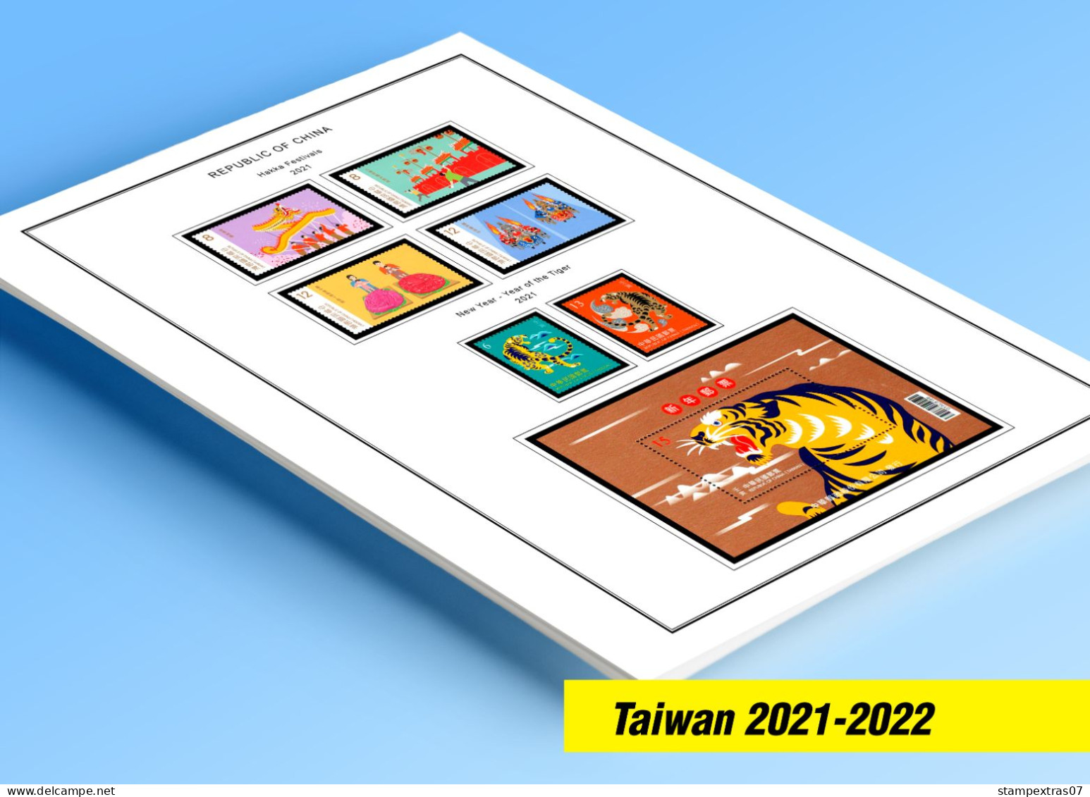 COLOR PRINTED TAIWAN [R.O.C.] 2021-2022 STAMP ALBUM PAGES (16 Illustrated Pages) >> FEUILLES ALBUM - Pre-printed Pages