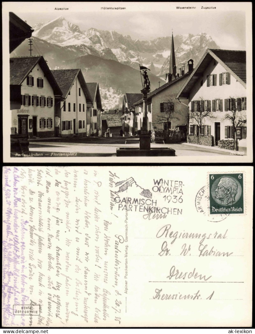 Garmisch-Partenkirchen Denkmal Floriansplatz Alpen Fernblick 1935 - Garmisch-Partenkirchen