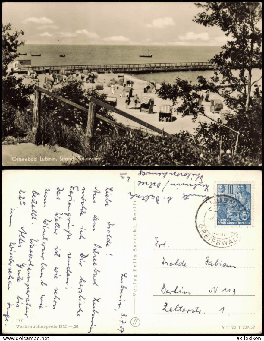 Ansichtskarte Lubmin Strand Ostsee Ostseebad Zur DDR-Zeit 1957 - Lubmin