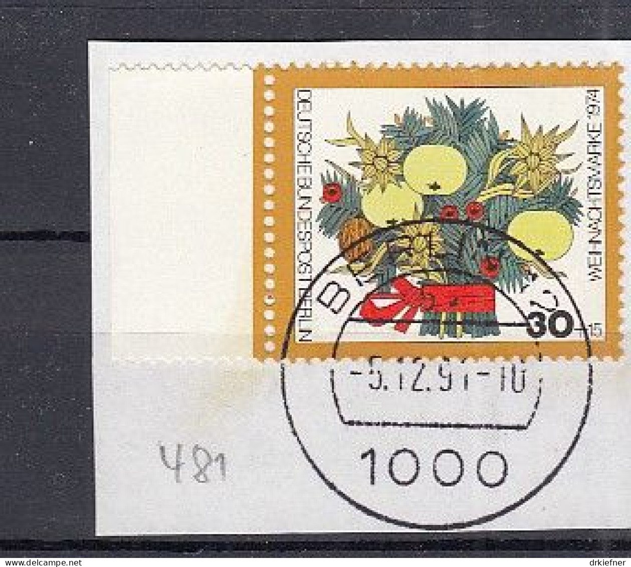 BERLIN  481, Gestempelt Auf Briefstück, Weihnachten, 1974 - Used Stamps