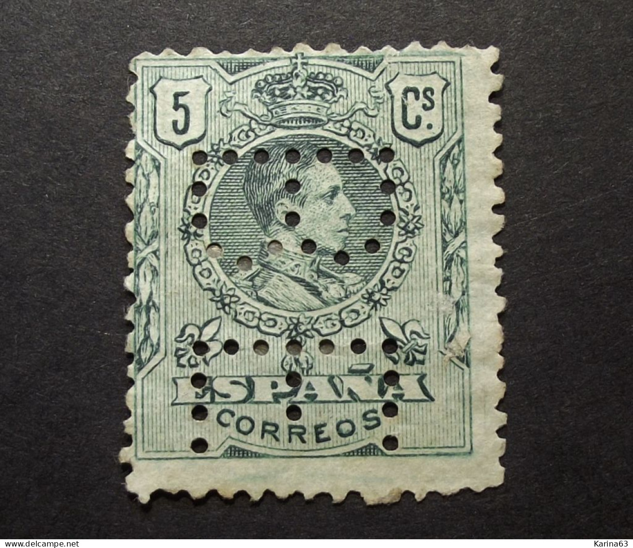 Espana - Spain - Alfonso XIII -  Perfin - Lochung  With Number - B E - Banco Espana - Cancelled - Gebraucht