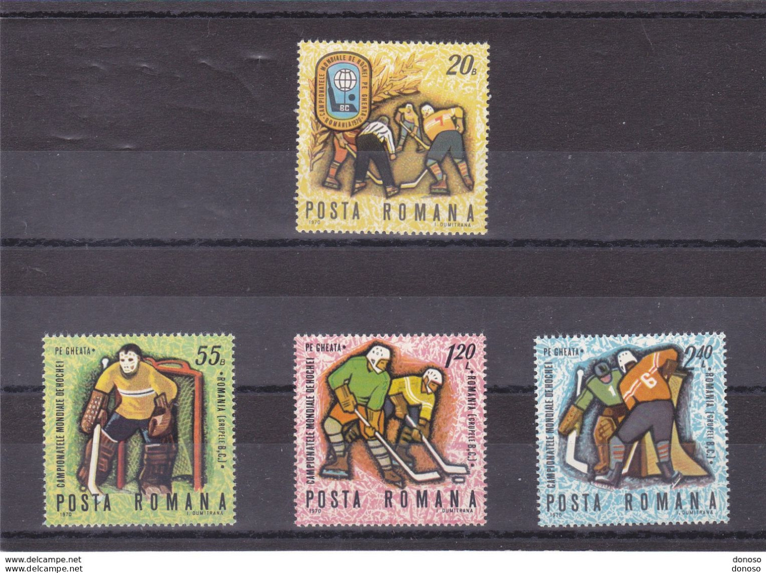 ROUMANIE 1970 HOCKEY SUR GLACE Yvert 2513-2516, Michel 2820-2823 NEUF** MNH Cote Yv 3 Euros - Unused Stamps