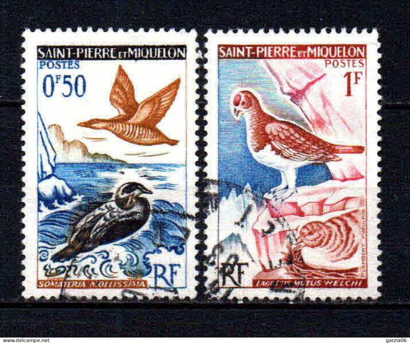 St Pierre Et Miquelon  - 1963  - Oiseaux  Avec Publicité Au Dos - N° 364/365 - Oblit - Used - Usados