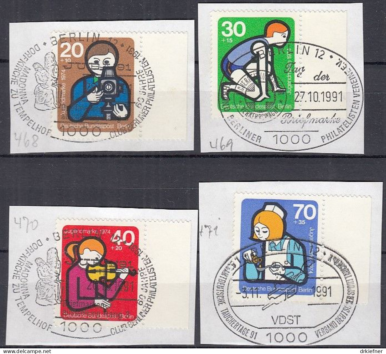 BERLIN  468-471, Gestempelt Auf Briefstück, SoSt., Int. Jugendarbeit, 1974 - Used Stamps