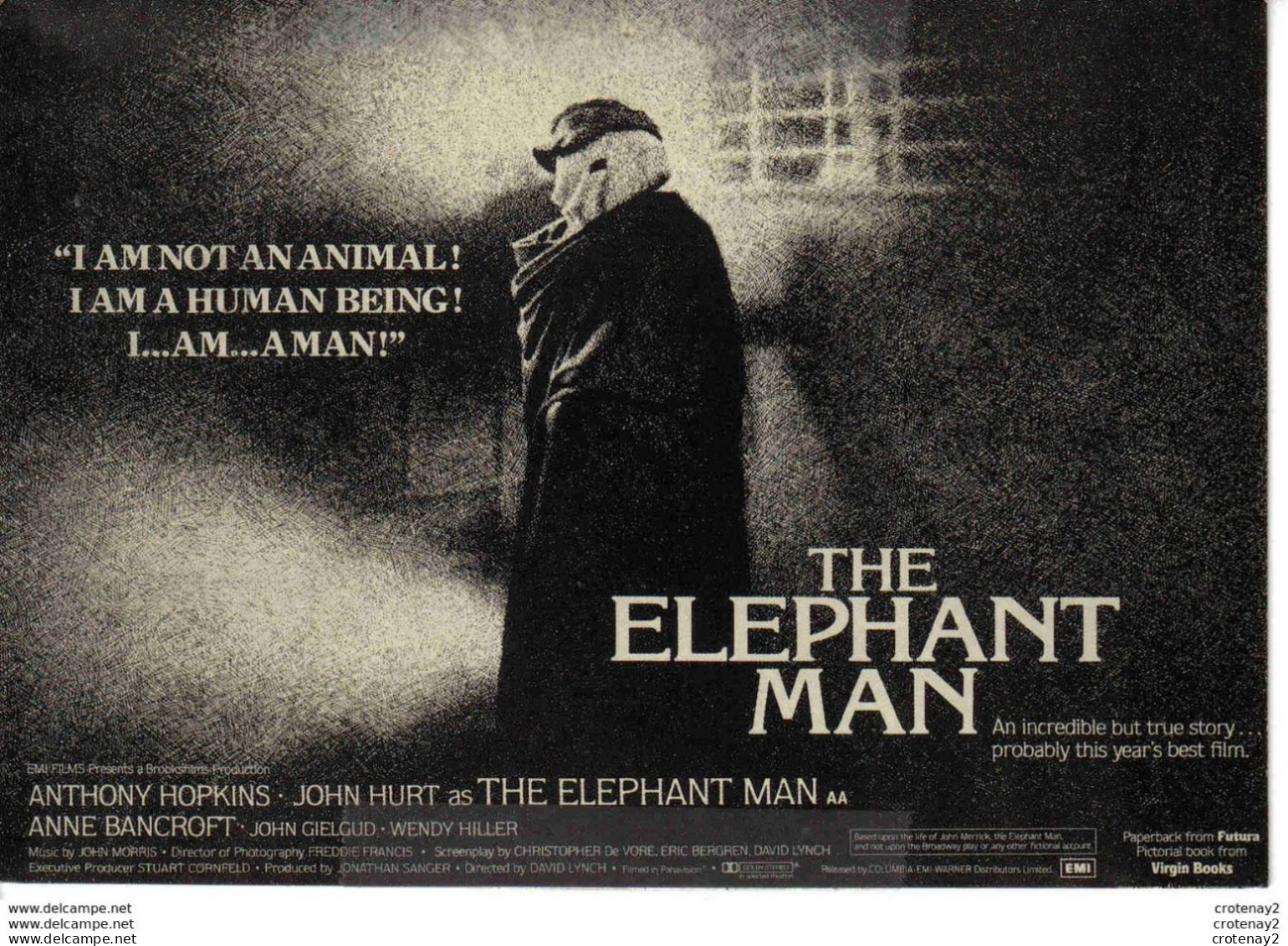 Cinéma AFFICHE De FILM Sur Carte THE ELEPHANT MAN Anthony Hopkins - Posters On Cards