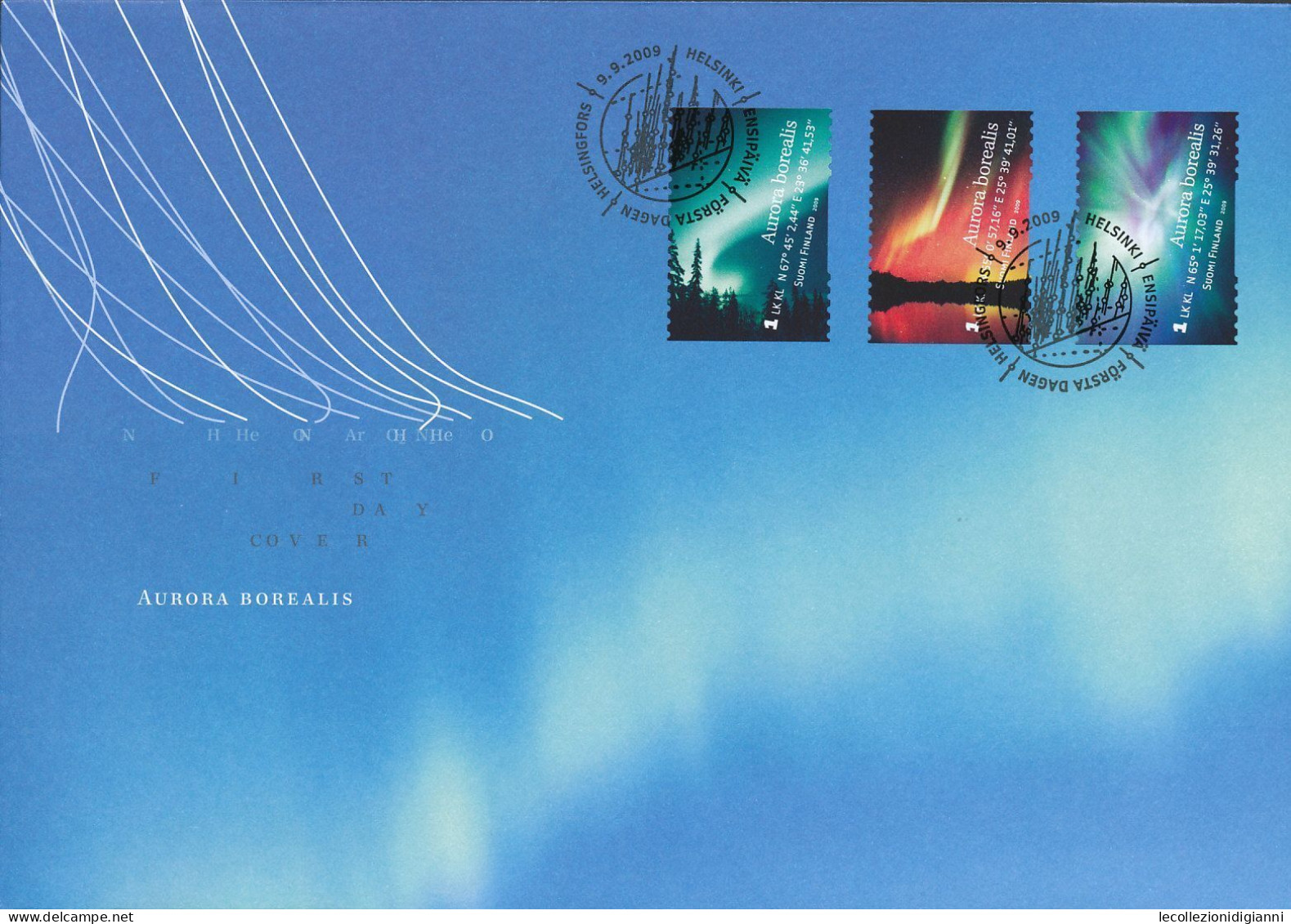 9.9.2009 Finlandia Aurora Boreale Aurora Borealis - Northern Lights Su Busta FDC - Used Stamps