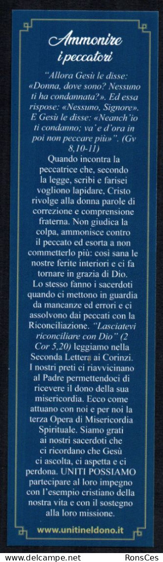 RELIGION - ITALIA - SEGNALIBRO / BOOKMARK UNITI NEL DONO  AMMONIRE I PECCATORI - TERZA OPERA MISERICORDIA SPIRITUALE - I - Bookmarks