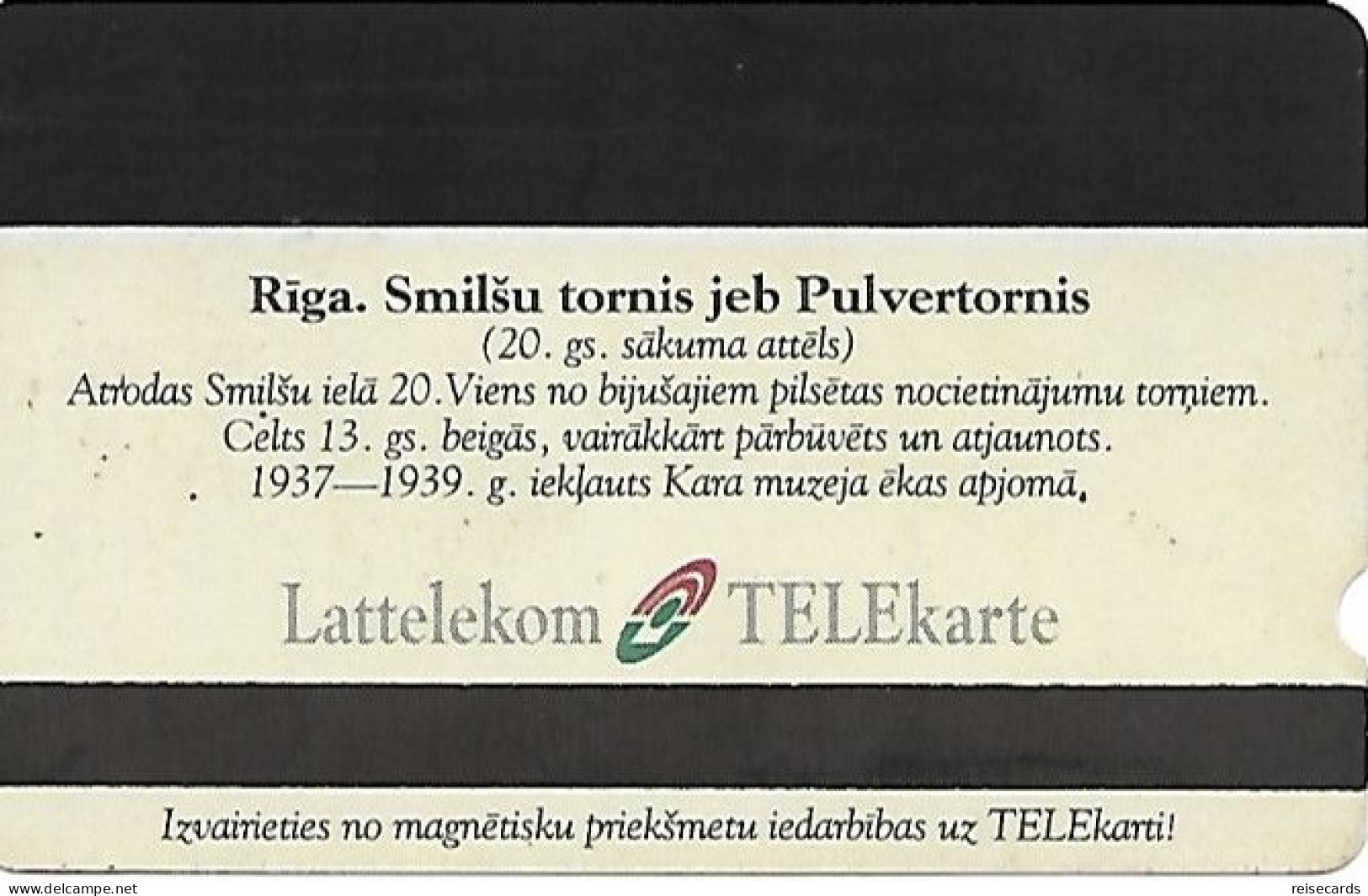 Latvia: Lattelekom - Riga, Pulvertornis - Lettonie