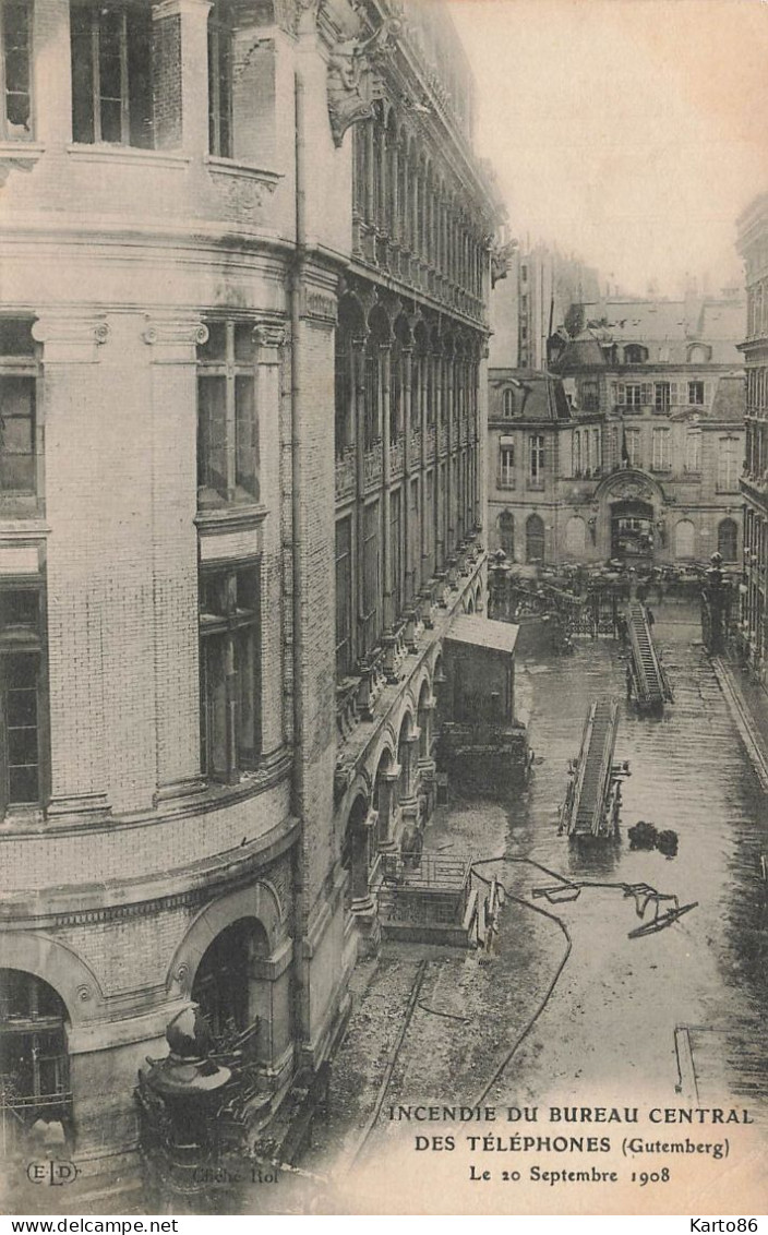 Paris 15ème , Gutemberg * Incendie Du Bureau Central Des Téléphones , Le 20 Septembre 1908 * PTT * Pompiers Pompier - Paris (15)