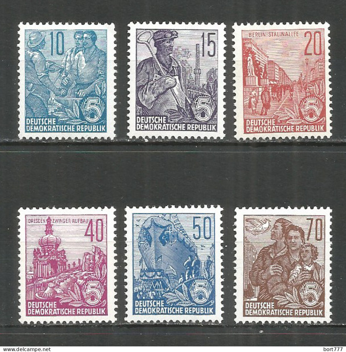 Germany DDR 1955 Year MNH(**) Mi.# 453-58 - Unused Stamps