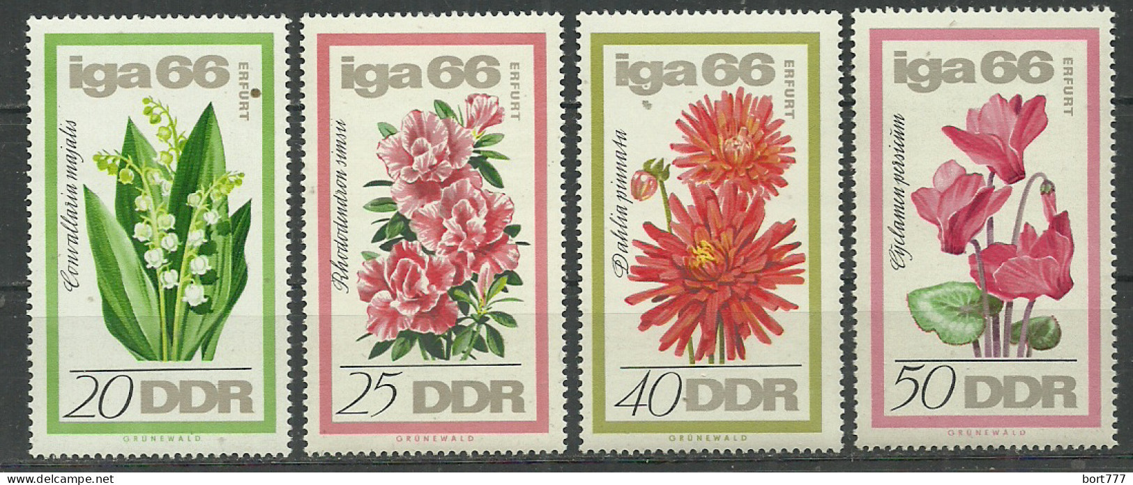 Germany DDR 1966 Year MNH(**) Mi.# 1189-92 Flowers - Unused Stamps