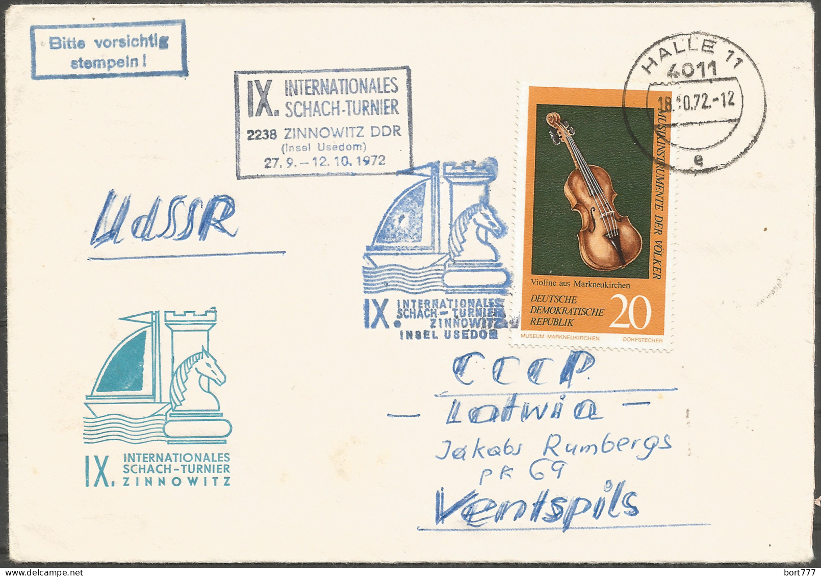 Germany DDR Chess Used Cover 1972 Year  - Cartas & Documentos