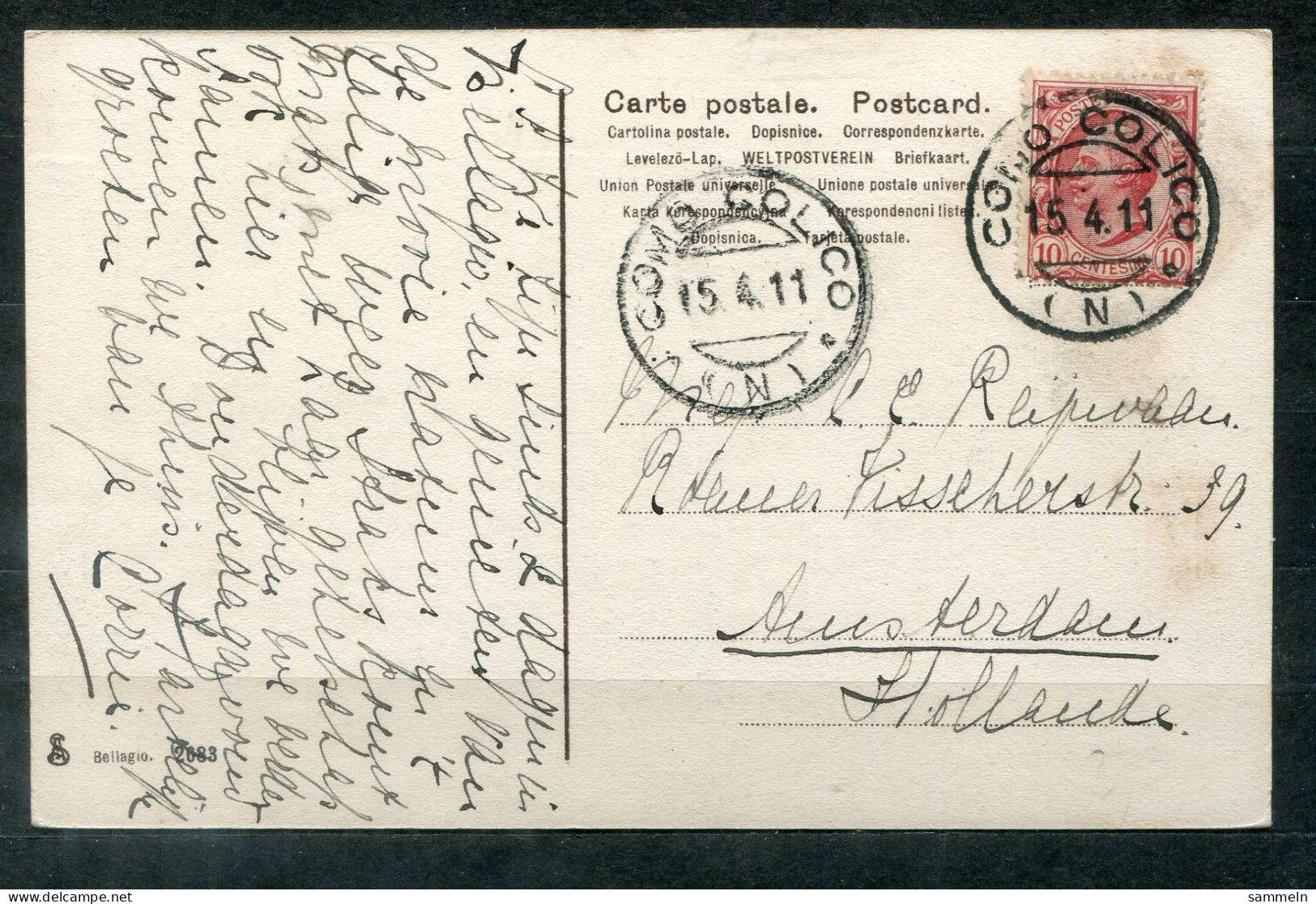 ITALIEN - Schiffspost, Paquebot, Navire, Ship Letter, Stempel COMO COLICO (N) Auf AK Caddenabbia - Afgestempeld