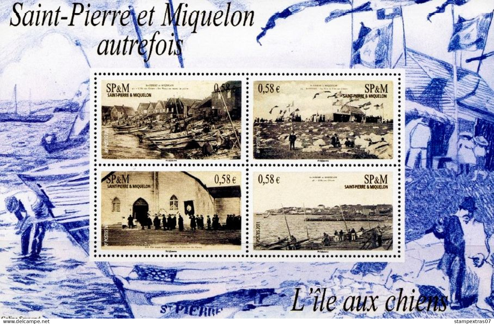 COLOR PRINTED SAINT PIERRE AND MIQUELON 2011-2023 STAMP ALBUM PAGES (49 illustrated pages) >> FEUILLES ALBUM