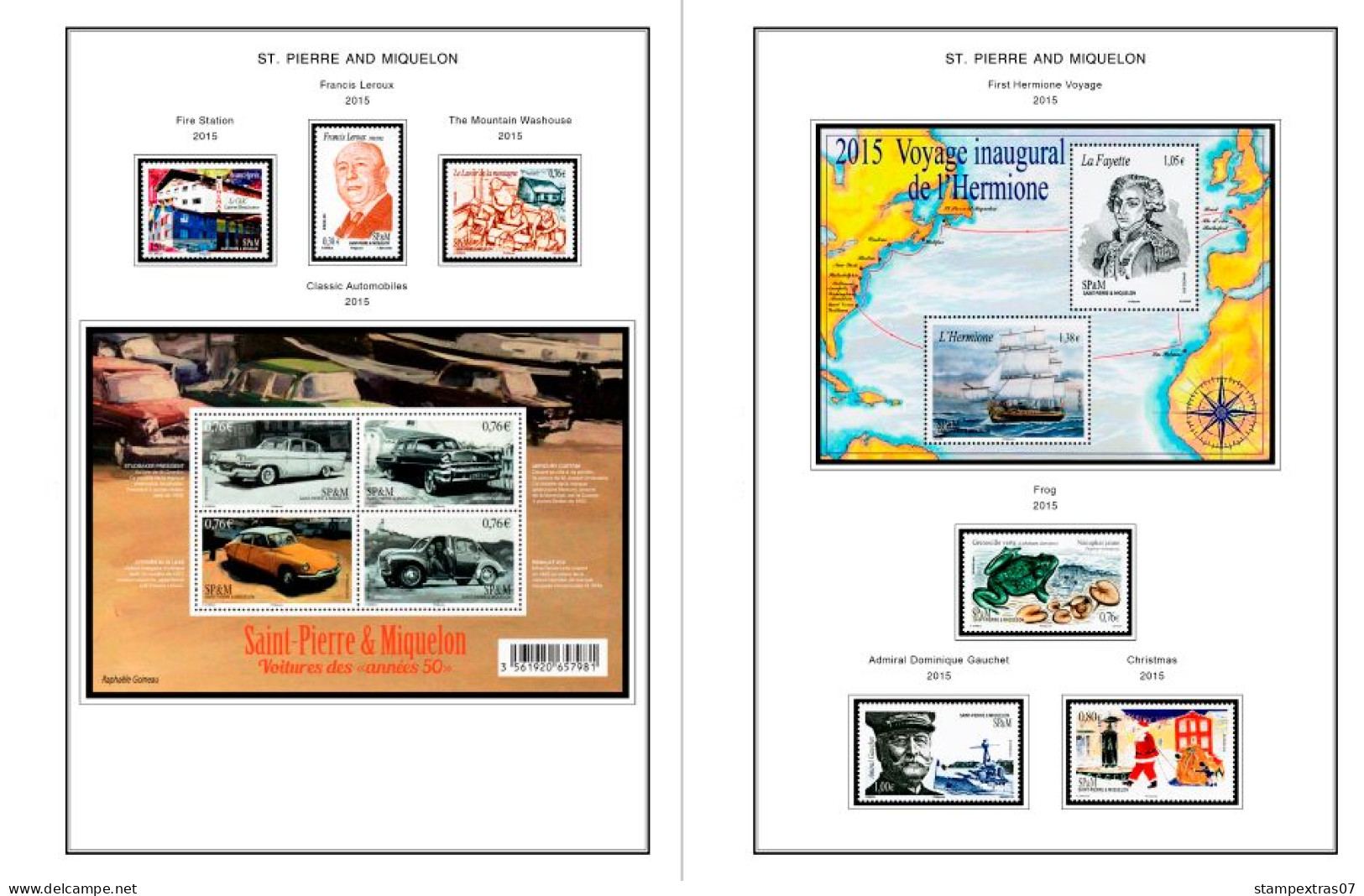 COLOR PRINTED SAINT PIERRE AND MIQUELON 2011-2023 STAMP ALBUM PAGES (49 illustrated pages) >> FEUILLES ALBUM