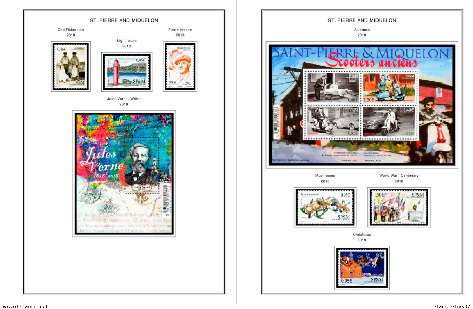 COLOR PRINTED SAINT PIERRE AND MIQUELON 2011-2023 STAMP ALBUM PAGES (49 illustrated pages) >> FEUILLES ALBUM