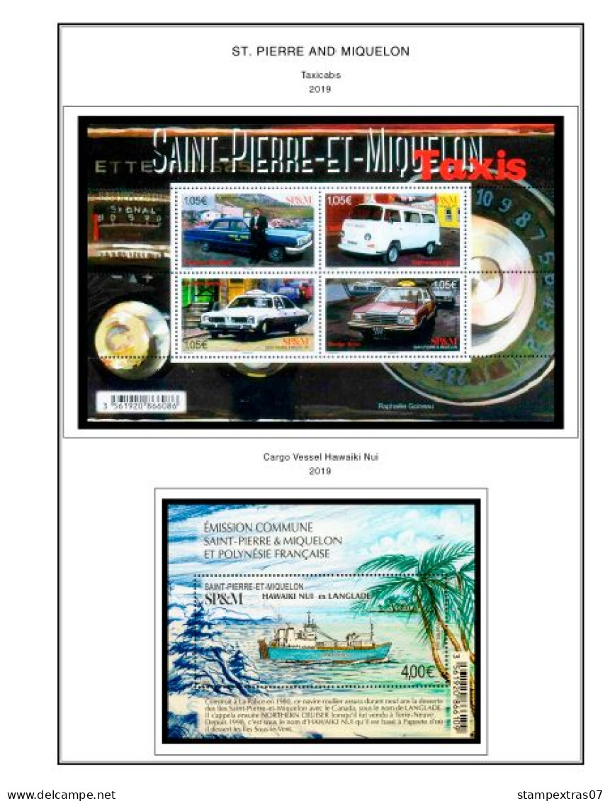 COLOR PRINTED SAINT PIERRE AND MIQUELON 2011-2023 STAMP ALBUM PAGES (49 illustrated pages) >> FEUILLES ALBUM