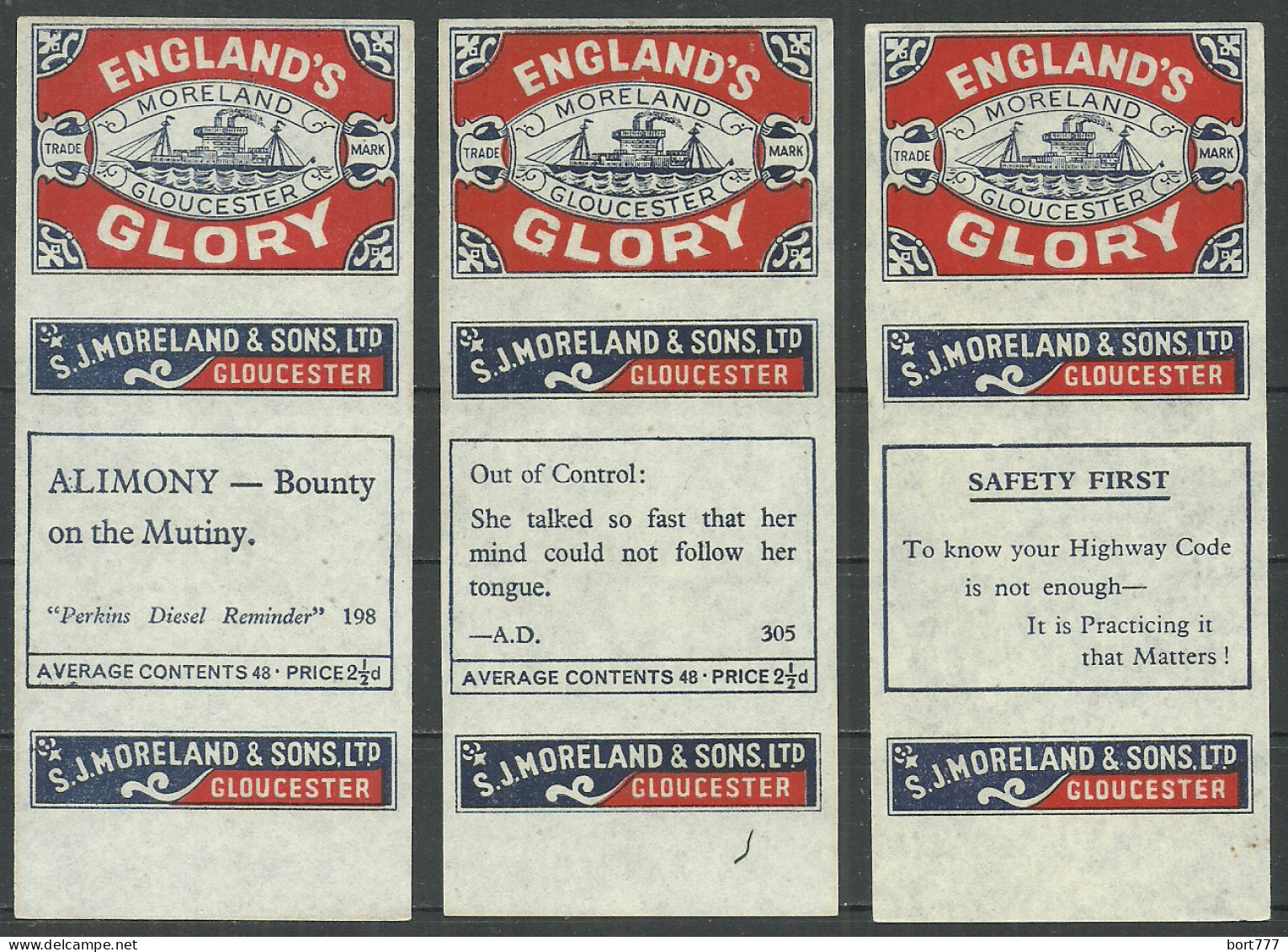 Great Britain 3 Old Matchbox Labels - Boites D'allumettes - Etiquettes
