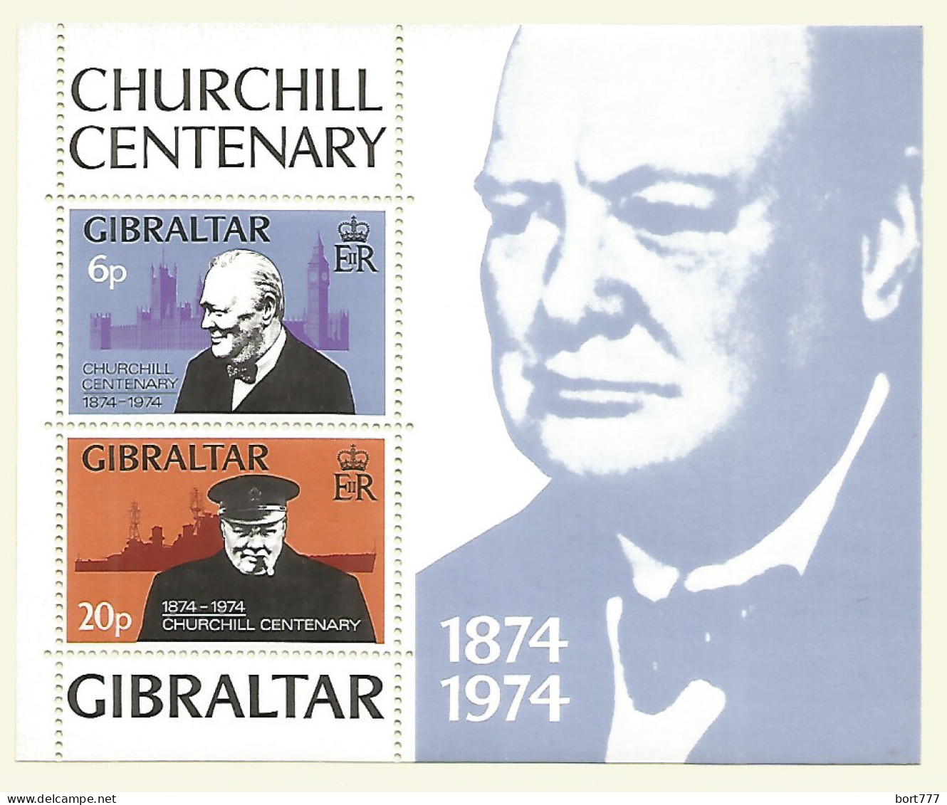 Gibraltar 1974 Block Mint MNH(**) Churchill  - Gibraltar