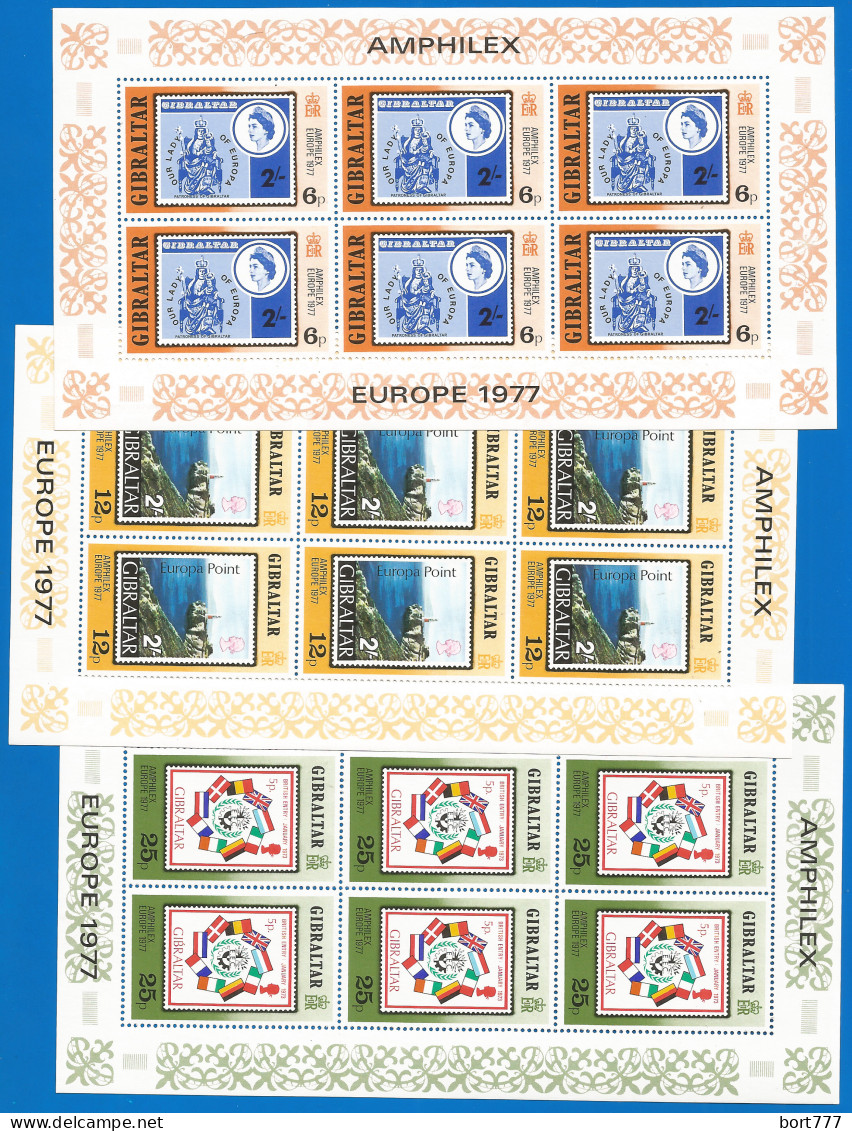 Gibraltar 1977 Mint MNH(**) 3 Mini Sheets Europa Cept - Gibraltar