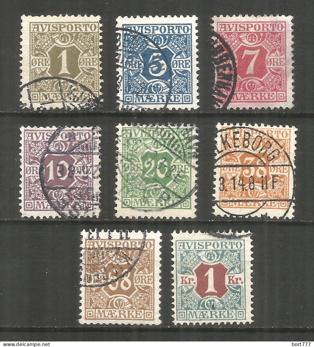 Denmark 1907 Year Used Stamps Mi # porto 1x-8x - Port Dû (Taxe)