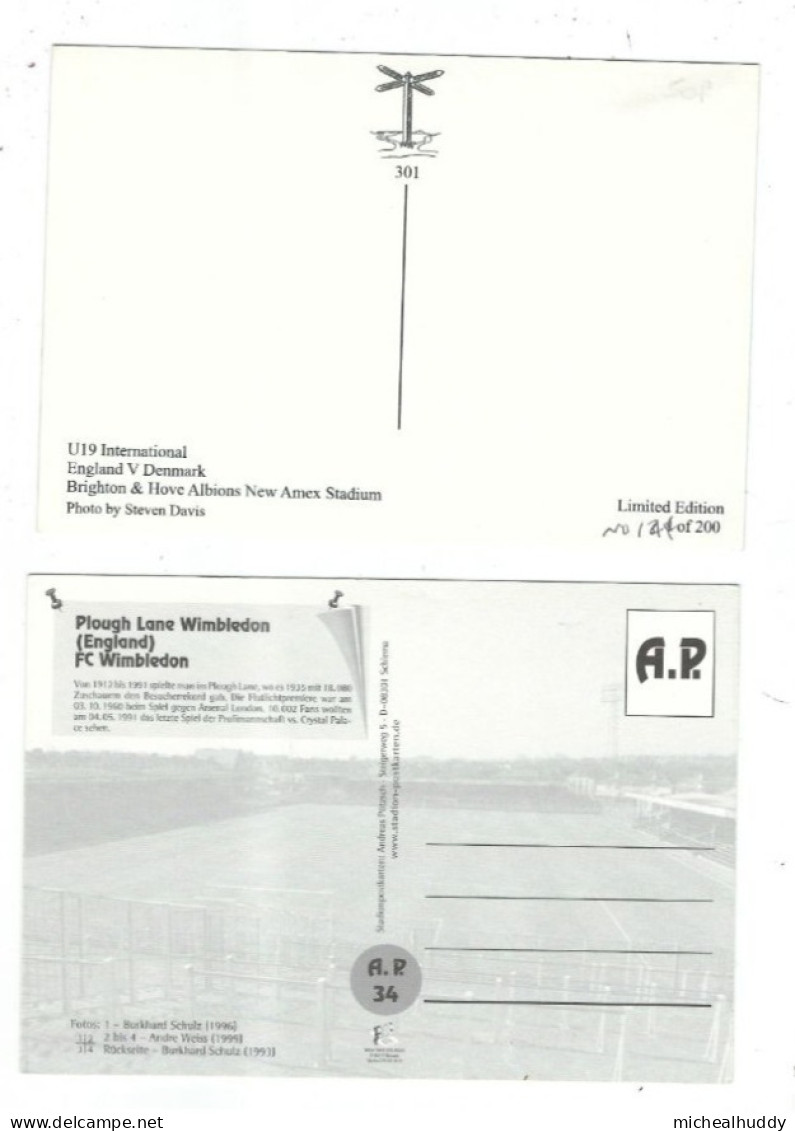 2 POSTCARDS WORLD STADIUMS   UNITED KINGDOM  BRIGHTON/ WIMBLEDON - Stadions