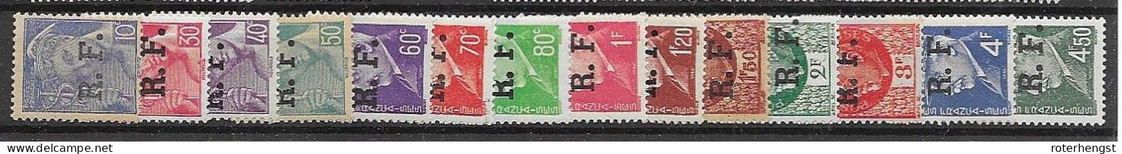 Lyon Liberation Set 14 Stamps (2,40 F Missing) 20 Euros Mnh ** Nsc ** - Kriegsmarken