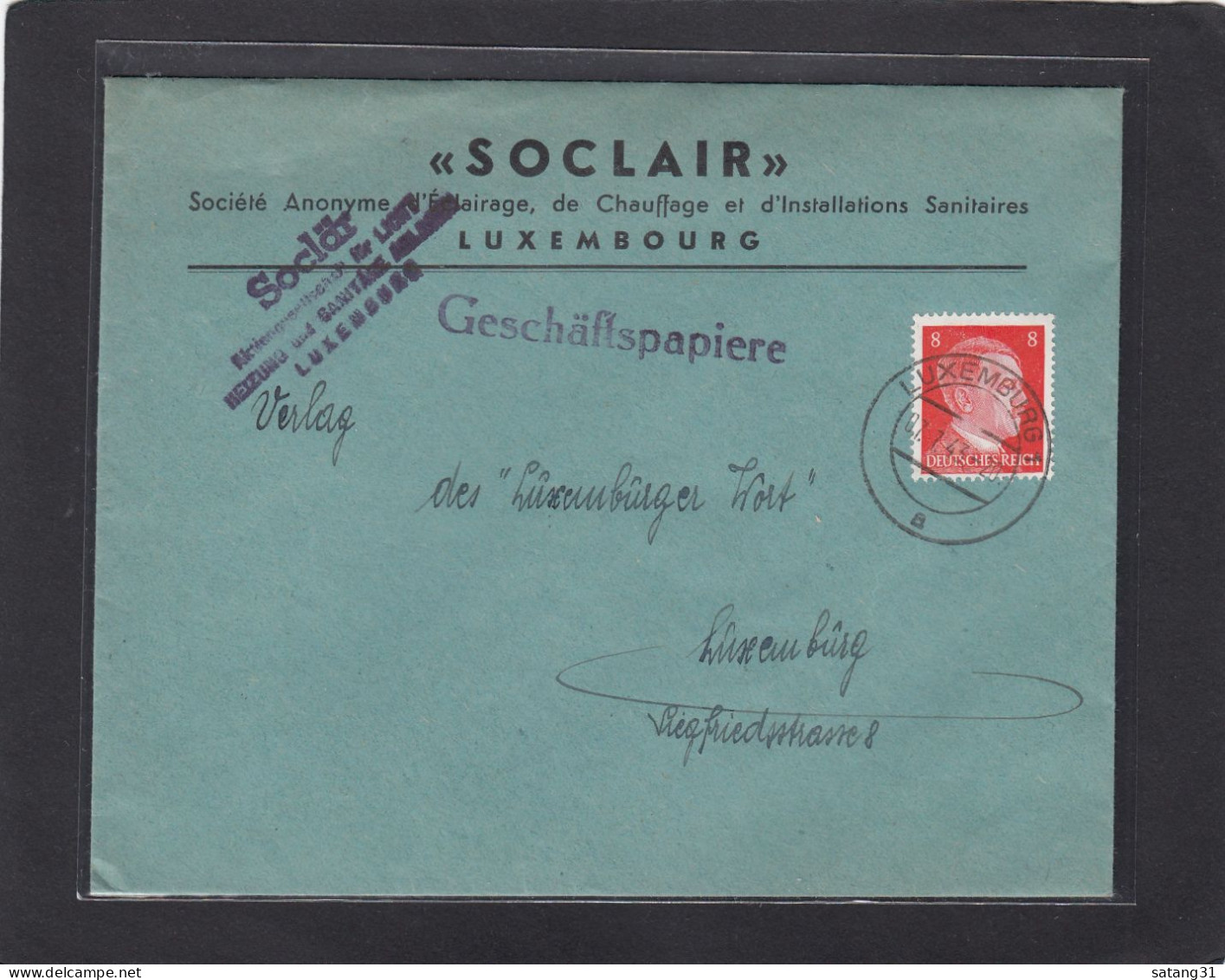" SOCLAIR ", LUXEMBURG. - 1940-1944 Occupazione Tedesca