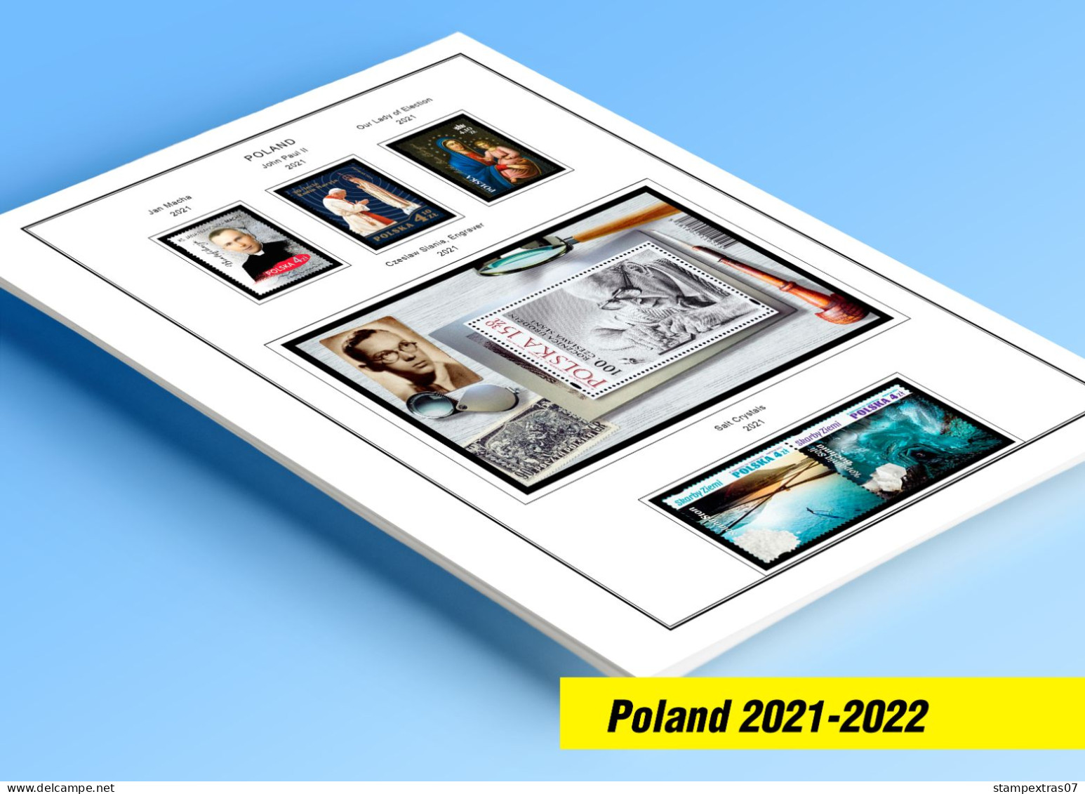 COLOR PRINTED POLAND 2021-2022 STAMP ALBUM PAGES (22 Illustrated Pages) >> FEUILLES ALBUM - Vordruckblätter