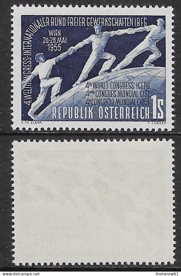 Austria Österreich 1955 Free Trade Unions  Mi N.1018 MNH ** - Ungebraucht