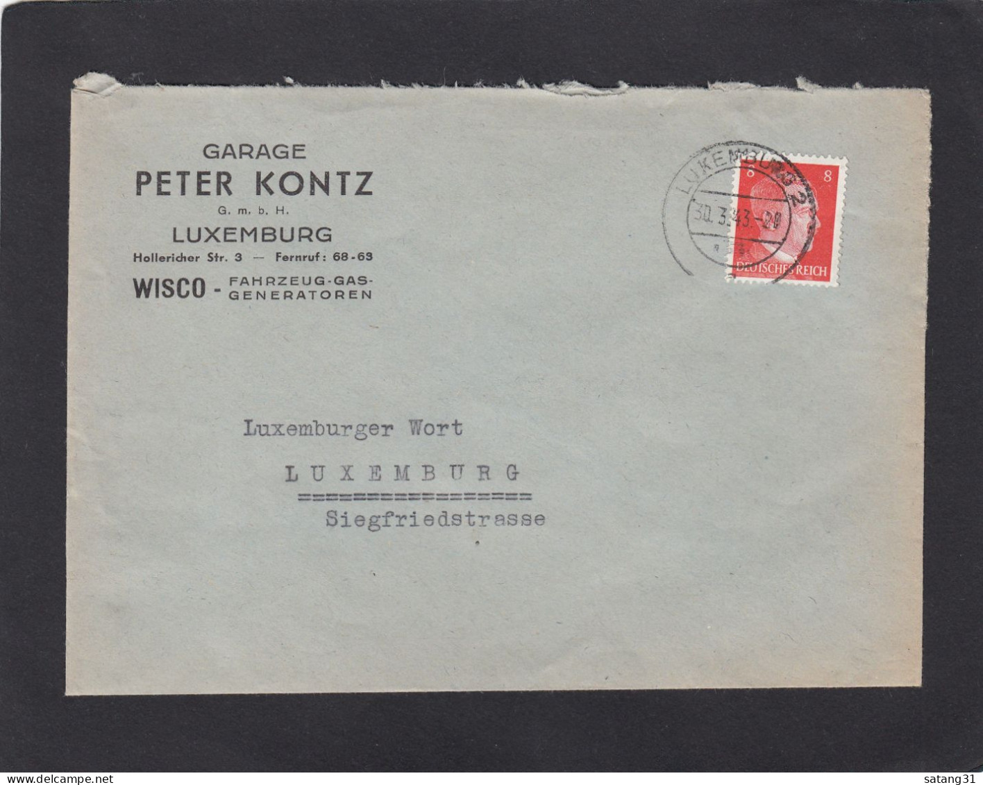 GARAGE PETER KONTZ G.M.B.H., LUXEMBURG. WISCO - FAHRZEUG-GAS-GENERATOREN. - 1940-1944 German Occupation