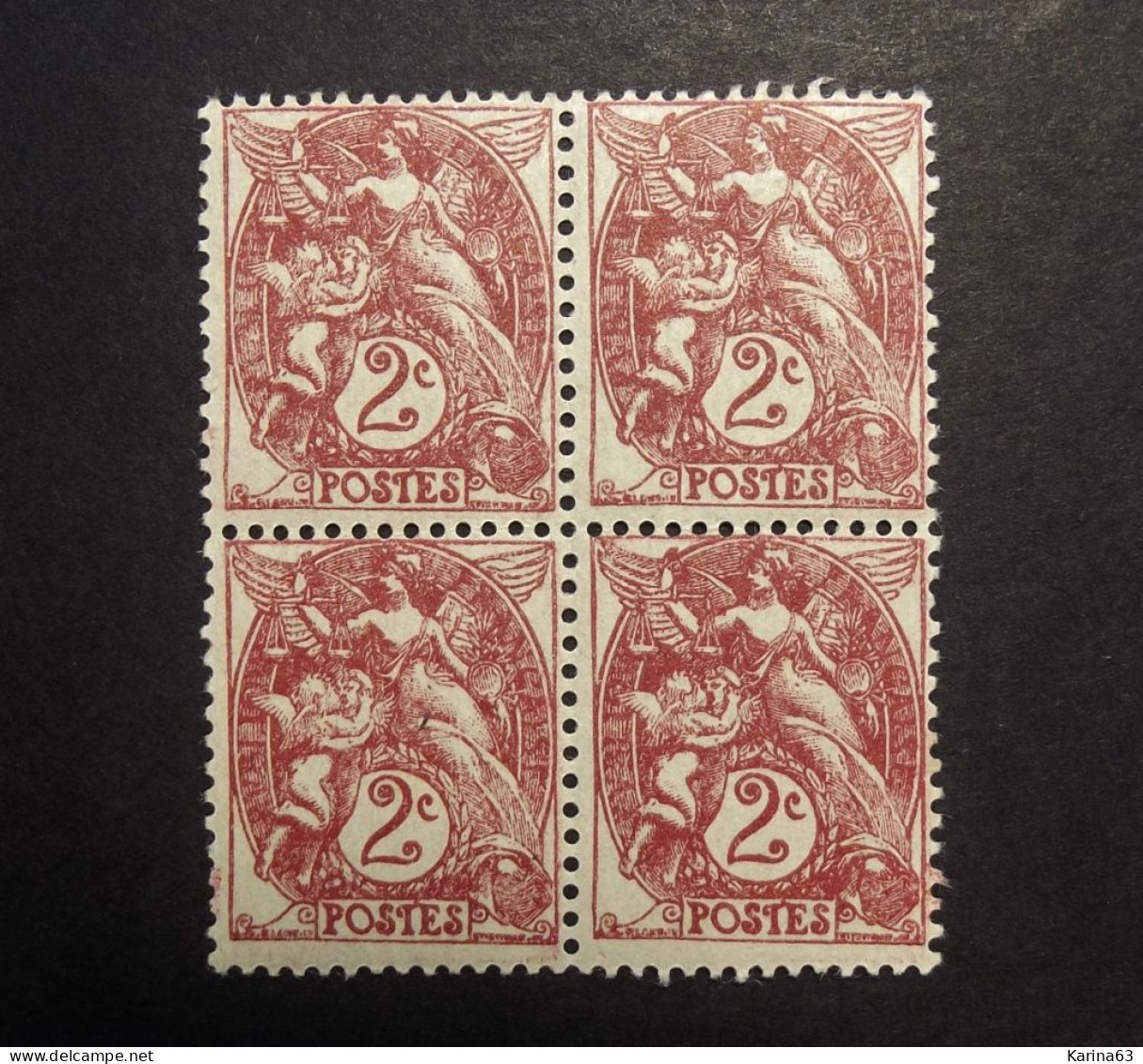 France - Frankrijk - Blanc - 1900 - 29 - 4 bloc de 4 timbres - N° 107 - 107a - N°108 - N° 109  - Neuf - MNH